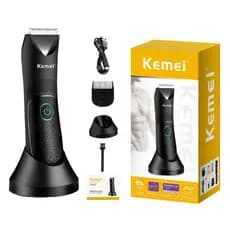 Aparador Pelo Intimo Corporal Kemei KM-1838 Lamina Ceramica IPX7 Lavavel Recarregavel Bivolt