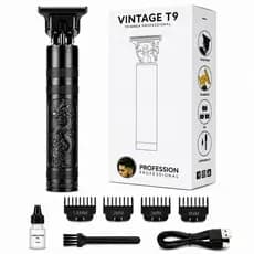 Maquina Acabamento Dragao Preta Vintage T9 Trimmer Zero Gap Lamina T Pezinho Barba Sem Fio