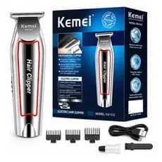 Maquina Acabamento Pezinho Zero Kemei KM-032 Trimmer Barba Cabelo Lamina Titanio Recarregável
