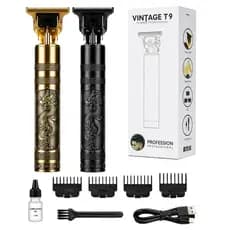Maquina Acabamento Dragao Vintage T9 Trimmer Zero Gap Lamina T Pezinho Barba Sem Fio Profissional