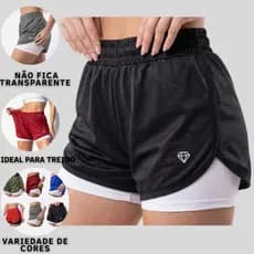 Short Duplo Feminino Fitness Academia Ciclismo Corrida Forro Interno Zero Transparência Suplex