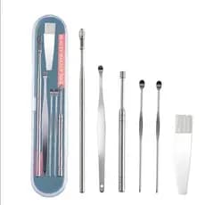 Kit 6 Limpeza De Cera, Removedor De Cera De Ouvido, Limpador De Ouvido Prata