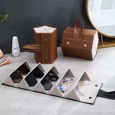 Estojo para óculos, bolsa de armazenamento portátil, comporta 5 óculos.