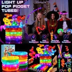 Kit 6-30PCSPoptube Com Led Fidget Toy Pop It Divertido Sensorial Brinquedo Festa Presente