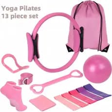 Kit 13 Peças Pilates Para Exercícios Em Casa Com Bandas De Resistência Yoga Fortalecimento E Flexibilidade