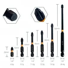 Kit 6 Bits Conjunto De Brocas Cruzadas Magnéticas PH2 6 Peças De Chave De Fenda De Impacto Ferramentas Manuais