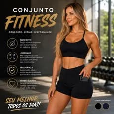 Conjunto Academia Short Bolso e Top De Alça Roupa De Fitness Treino Feminina