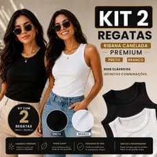 Kit 2 Regatas Femininas Ribana Canelada Premium Blusa Básica