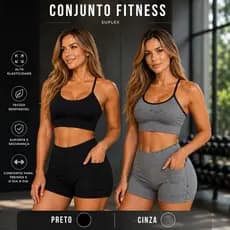Conjunto Fitness Feminino Short e Top com Bolso Cintura Alta Suplex Conjunto Academia e Treino