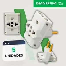 Adaptador de Tomada T Benjamim Universal 10A e 20A Pino Maciço Reforçado