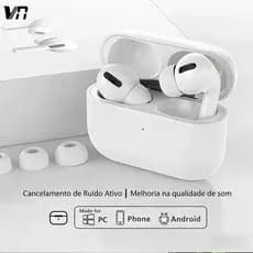 KIT 2 Airs Pro TWS Fone Sem Fio Bluetooth Cancelamento de Ruído Som Estéreo Pop-Up Leve Compatível com iOS e Android D14