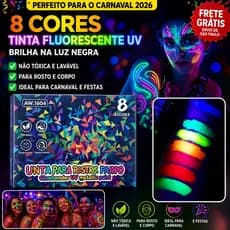 Caneta Neon 8 Cores Pintura Facial Corporal Carnaval Festa Fluorescente Fácil Remover AW1604