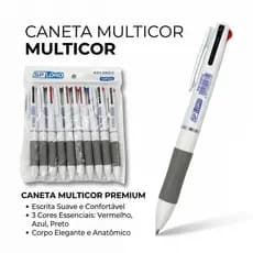 Kit 10 Canetas 3 Cores 0.5mm Esferográfica Multicolorida Escrita Suave e Prática