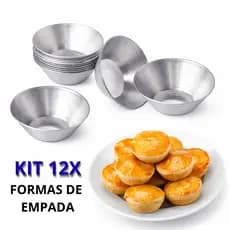 Conjunto 12 Forminhas de Empada Alumínio Polido Profissional