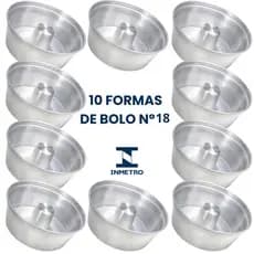 Forma de Bolo Caseiro 18cm – Alumínio Resistente com Furo Central