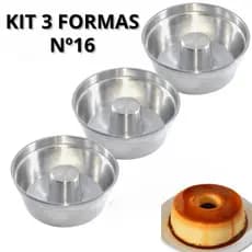 Conjunto 3 Formas para Bolo e Pudim 16cm – Alumínio Resistente com Furo Central
