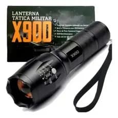 Lanterna Tática X900 LED Recarregável USB Potente Profissional Militar Camping Vigilante Portátil