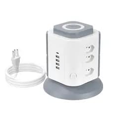 COIBEU Torre de Tomadas Branca De Mesa 9+4+1 - 9 Tomadas + 4 USB + 1 Type-C Cabo 2m