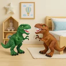 Conjunto 2 Dinossauros Brinquedo Rugido Luz Som Movimento Infantil Divertido