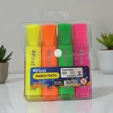 Kit Caneta Marca Texto Neon 4 Cores Escolar Papelaria Estudos Faculdade Resumo Concurseiro