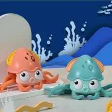 Brinquedo Polvo Fujão Divertido a Corda Para Banho Água e Chão Infantil Interativo Bebê +3 Anos