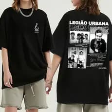 [Camiseta Premium em Algodão Puro]BOW  Legião Urbana Estampado Frente Costa Logo Banda Violão