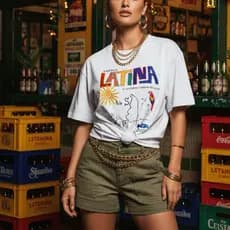 [Camiseta Premium em Algodão Puro]BOW Oversized América Latina Cultural Retrô Em Algodão