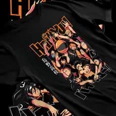 [Camiseta Premium em Algodão Puro]BOW Camiseta Algodao Haikyu Time Karasuno Rise Gaming Vôlei Cartoon Unissex