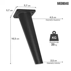 Conjunto de 4 unidades de Pés para Moveis de Quarto, Cozinha, Sala, Polipropileno Anti-Umidade