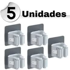 Kit 5 Suportes Adesivo Organizador Vassouras Rodos Suportes Organizadores Sem Furar Parede