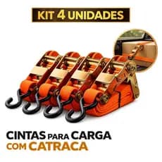 Kit Até 4 Cintas Para Carga Com Catraca Kit Até 4 Unidades Fixação Segura