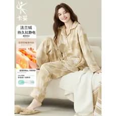 Pijamas femininos outono inverno manga comprida Cardigan flanela engrossado quente Super macio Anti-estático senhoras Ho