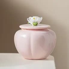 Flor pintada à mão rosa jasmim chá caddy chá caddy selado Jar garrafa senhoras estilo bonito casa escritório cerâmica