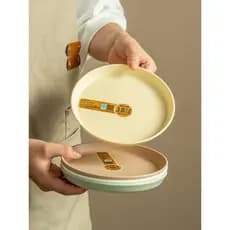 Onlycook conjunto de prato de osso de cuspe doméstico, mesa de jantar, lanche, prato de plástico, prato de escória de os