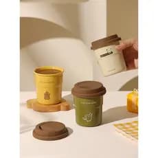 Criativo copo de café portátil Retro Latte copo com tampa cerâmica copo de água senhoras acessível copo de leite casal