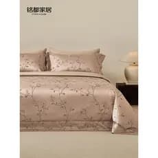Mingdu cama conjunto de quatro peças 100 contagem duplo fio algodão puro Jacquard lençol colcha capa cama-Huayanrumeng