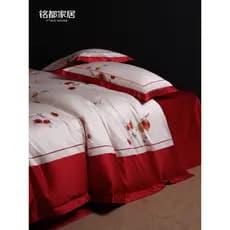 Mingdu 100 contagens de algodão conjunto de quatro peças puro algodão dote de casamento estilo casamento cama impressa c