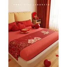 Cama de casamento bandeira capa de cama toalha vermelha festiva cama de casamento atmosfera decoração capa pano toalha m