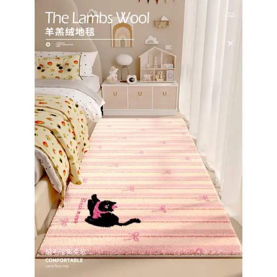 Estilo princesa quarto cabeceira tapete completo grande área tapete de pelúcia menina rosa cuidados-livre tapete de alta