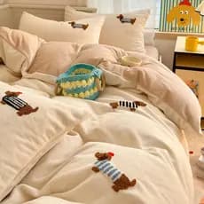 Ins estilo toalha bordada leite veludo cama conjunto de quatro peças inverno Coral flanela cama dupla face colcha capa f