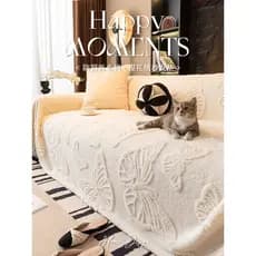 Capa de sofá de pelúcia pano outono inverno Anti-gato Scratch sofá cobertor 2024 novo estilo de uma peça capa completa i