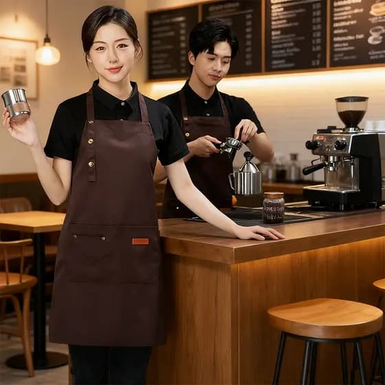 Avental café Catering dedicado à prova d'água à prova de óleo sentimento de alta qualidade estilo jovem cintura trabalho