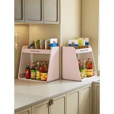 Rack de condimentos de cozinha, camada dupla, jarra de condimentos domésticos, bancada multifuncional, óleo, sal, molho,