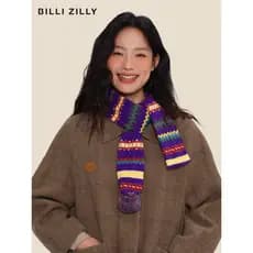 Retro dopamina colorido listrado cachecol de malha feminino outono inverno Phil ilha estilo quente pescoço apoio babador