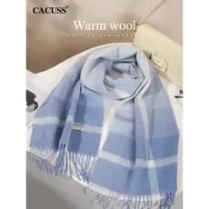 CACUSS Xadrez Borla Cachecol Feminino Inverno Lã Pura Elegante Temperamento Quente Bib Xale Caixa de Presente para Namor
