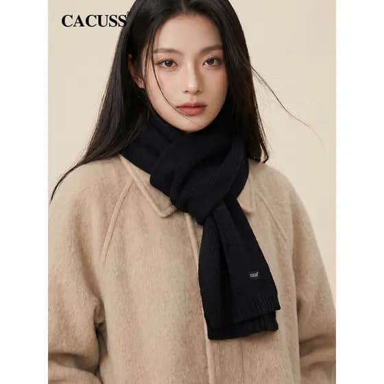 CACUSS pequeno cachecol pescoço proteção babador imitação de caxemira cor sólida estilo básico feminino inverno High-End