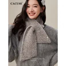CACUSS Lenço de cor dupla face contrastante feminino inverno com lã quente à prova de frio proteção de pescoço babador d