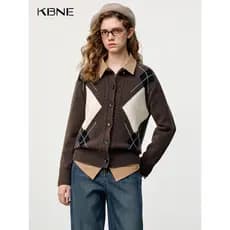 K KBNE32 cor girando ovelha corte diamante camisola Cardigan jaqueta feminina 2025 inverno novo estilo torcido malha top