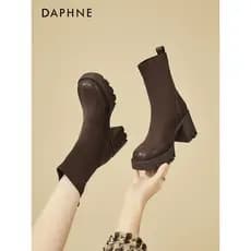 Daphne botas curtas finas botas femininas sapatos de inverno 2026 novo estilo de venda quente velo-velo salto alto sola
