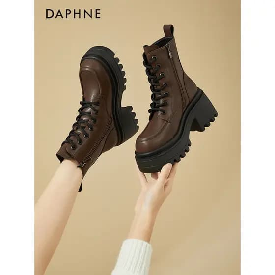 Daphne botas Martin de sola grossa forro de lã de inverno feminino outono inverno botas curtas 2026 novo estilo altura c